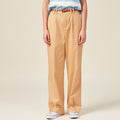 Pantalon large ceinture pinces marron clair femme