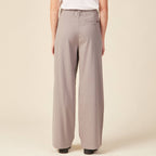 Pantalon large avec pinces gris femme