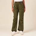Pantalon battle bas élastiqué vert kaki femme