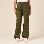 Pantalon battle bas élastiqué vert kaki femme