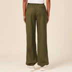 Pantalon battle bas élastiqué vert kaki femme
