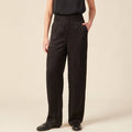 Pantalon large satin noir femme