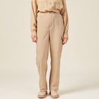 Pantalon cargo fluide beige femme