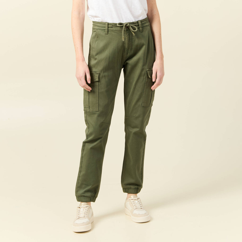 Pantalon cargo battle 7/8ème vert kaki femme