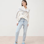 Jeans mom 7/8ème denim snow bleu femme