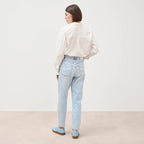 Jeans mom 7/8ème denim snow bleu femme