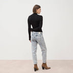 Jeans girlfriend 5 poches denim snow bleu femme