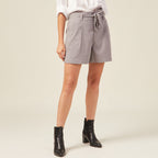 Short paperbag à pinces gris femme