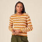 Pull manches longues col rond brillant rouge foncé femme