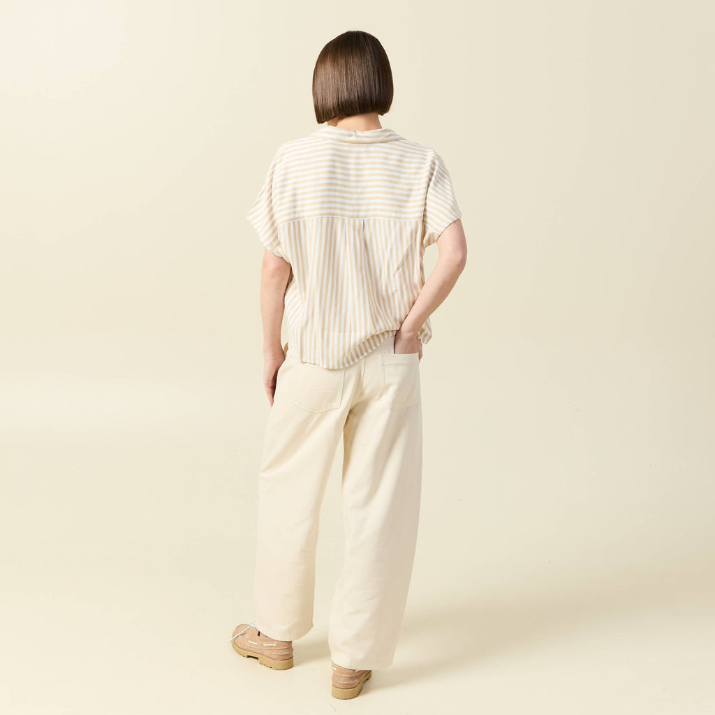 Chemise manches 3/4 beige moyen femme
