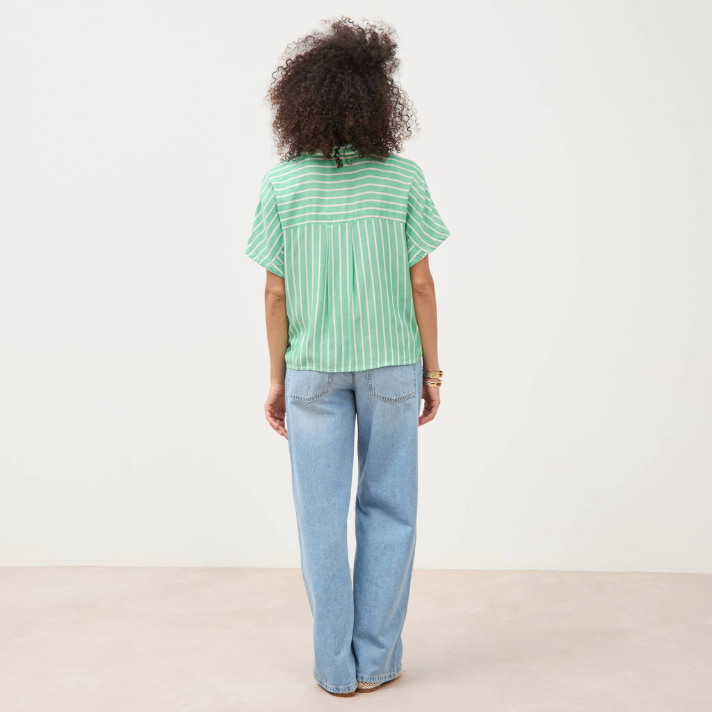 Chemise manches 3/4 vert menthe femme