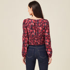 T-shirt manches longues satin noir femme