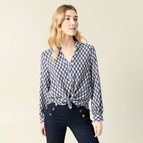 Blouse manches longues bleu femme