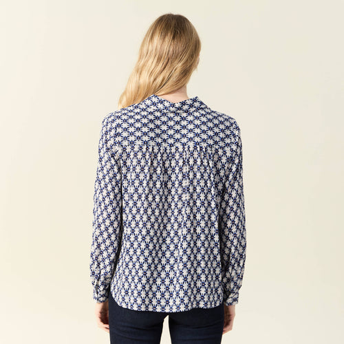 Blouse manches longues bleu femme
