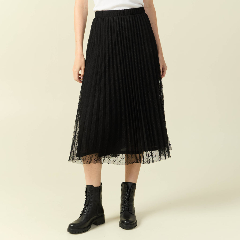 Jupe midi évasée tulle noir femme