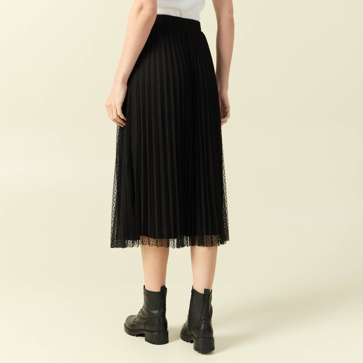 Jupe midi évasée tulle noir femme