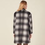 Manteau droit long noir femme