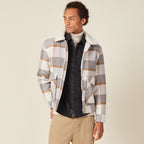 Blouson droit court à manches longues ecru homme