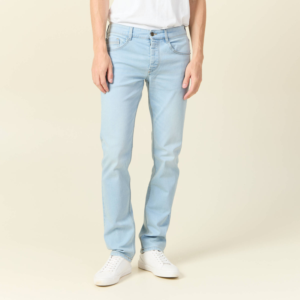 Jeans straight denim snow bleach homme