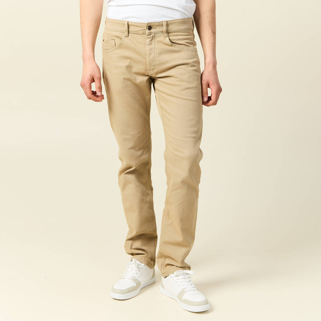 Jeans straight longueur 34 denim beige homme