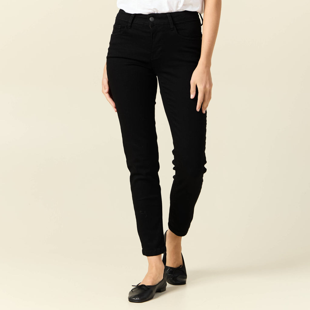 Jeans slim 7/8ème denim noir femme