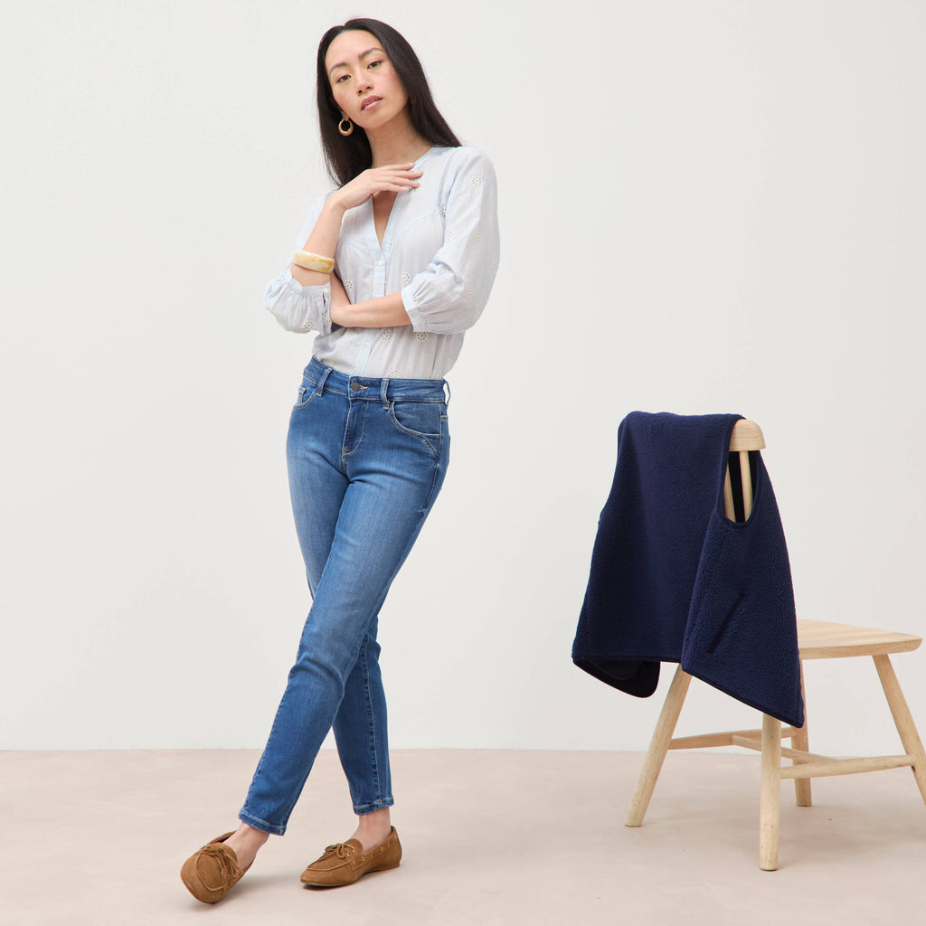 Jeans slim 7/8ème denim stone femme