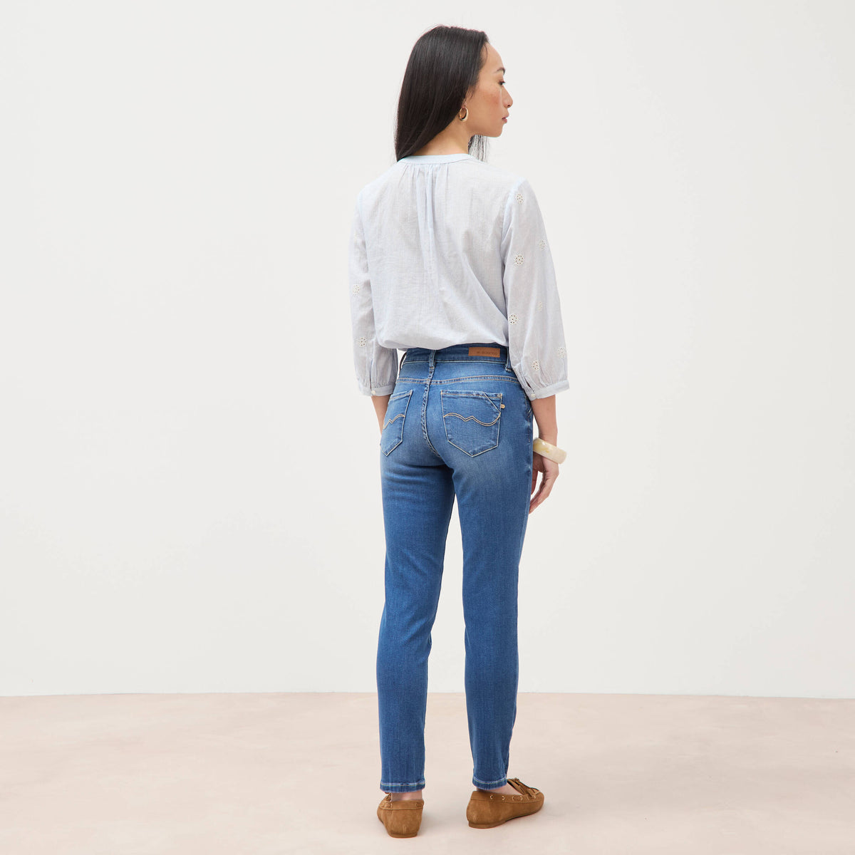 Jeans slim 7/8ème denim stone femme