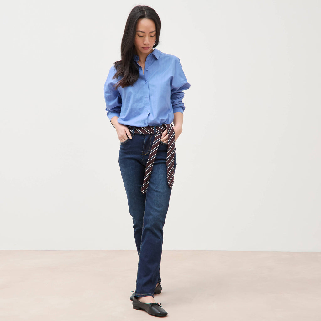 Jeans regular 7/8ème denim brut femme