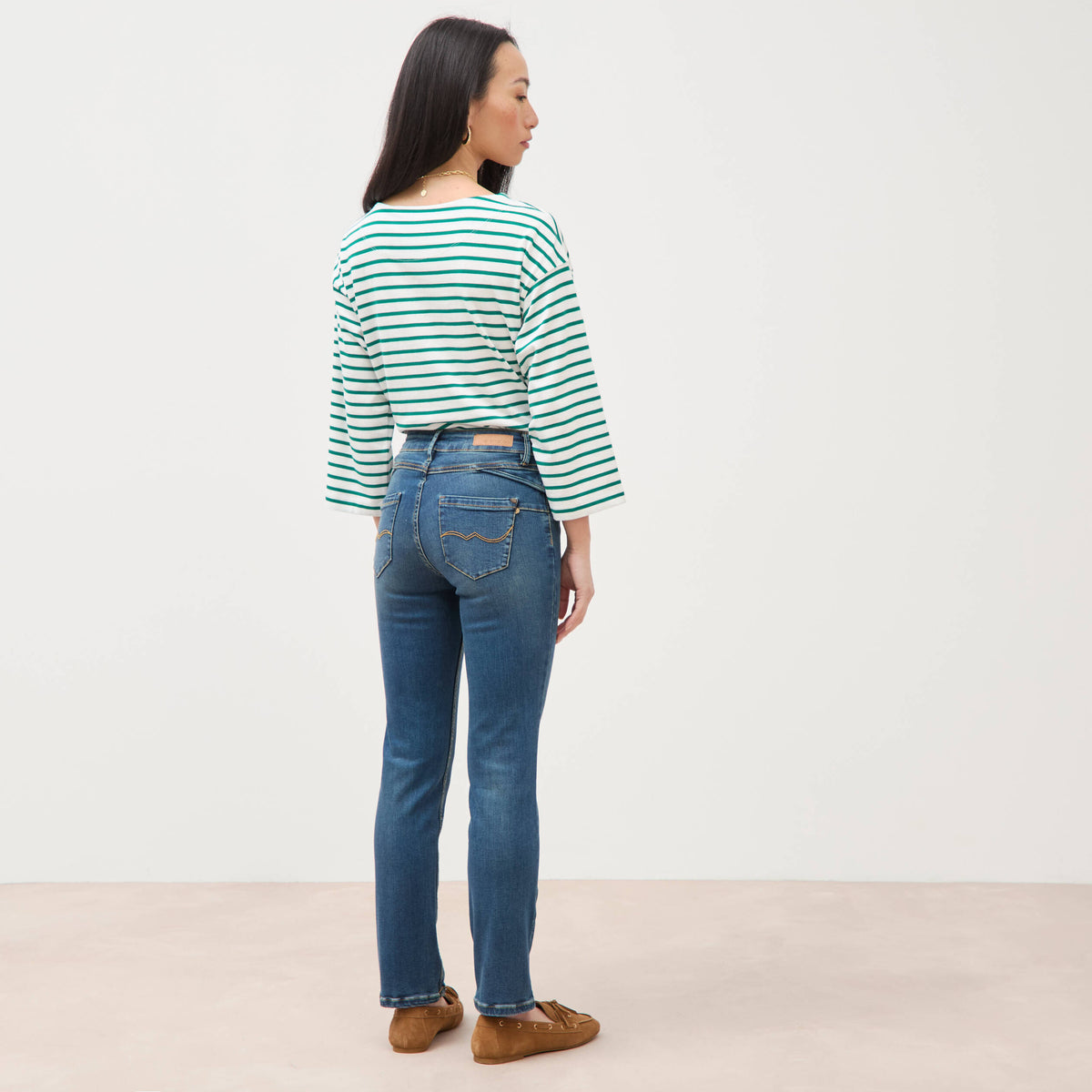 Jeans regular 7/8ème denim stone femme