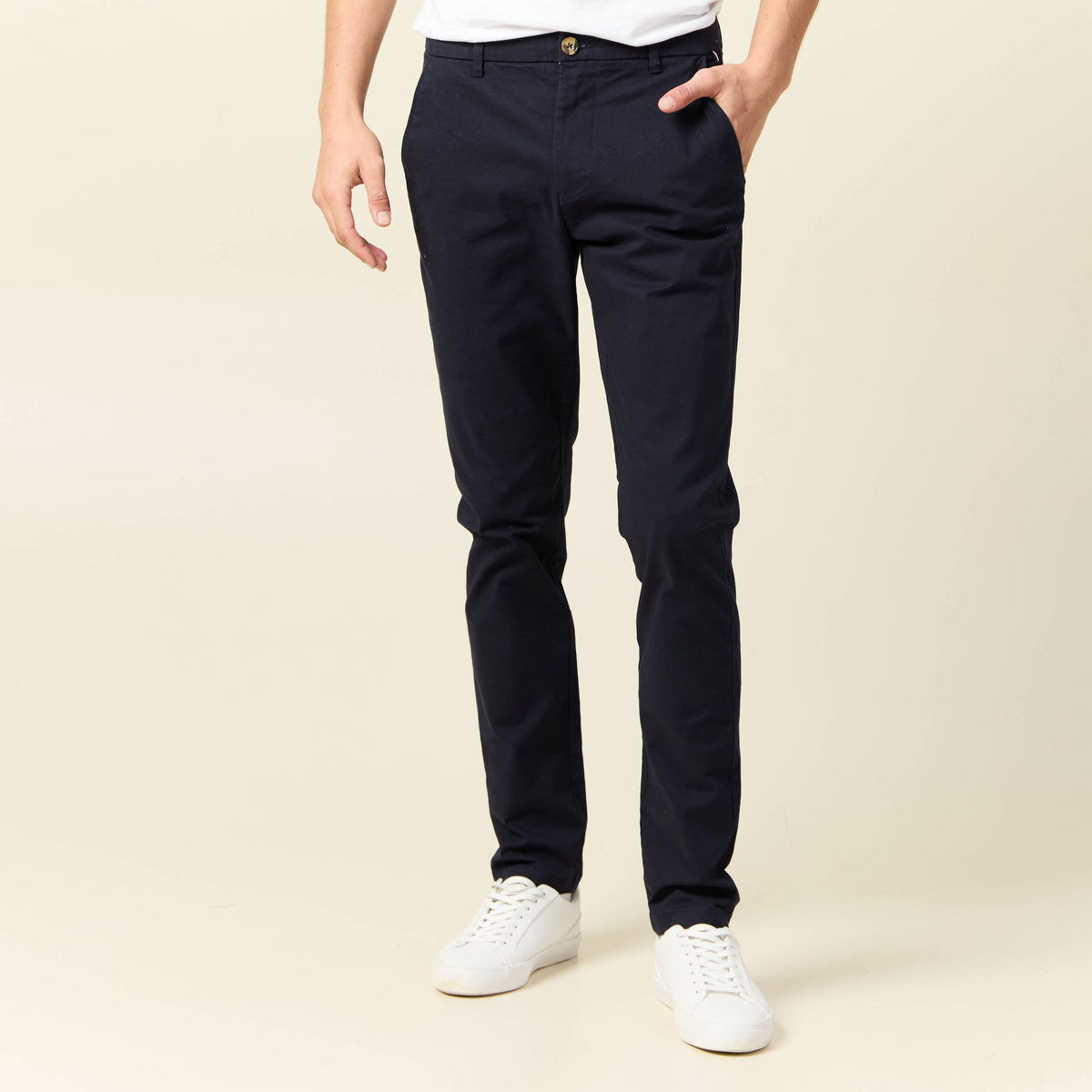 Pantalon chino longueur 32 bleu foncé homme