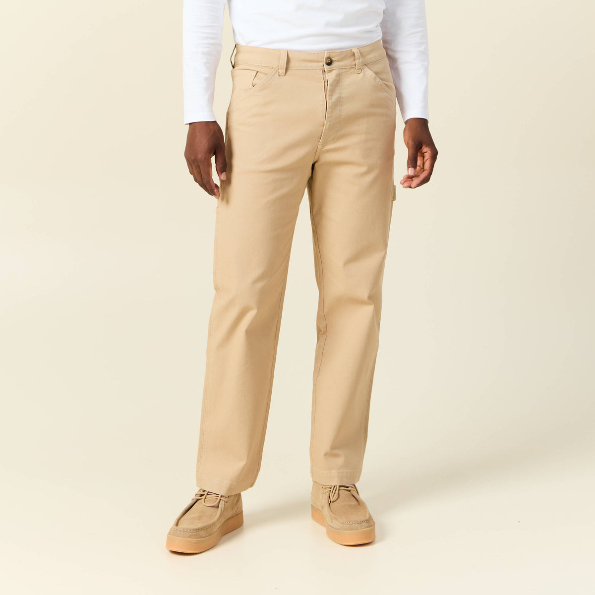Jeans droit 5 poches beige homme