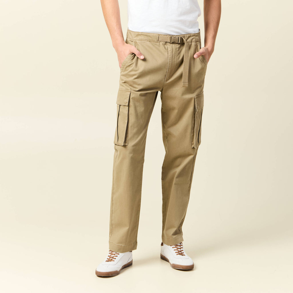 Pantalon cargo poches côtés vert kaki homme