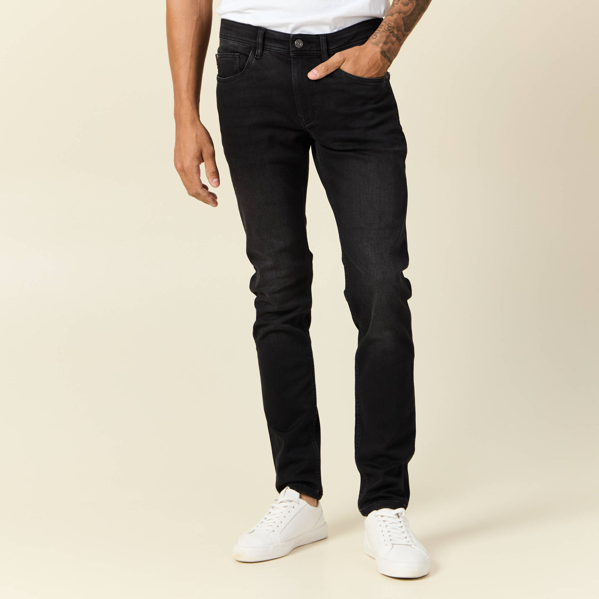 Jeans slim 5 poches denim snow noir homme