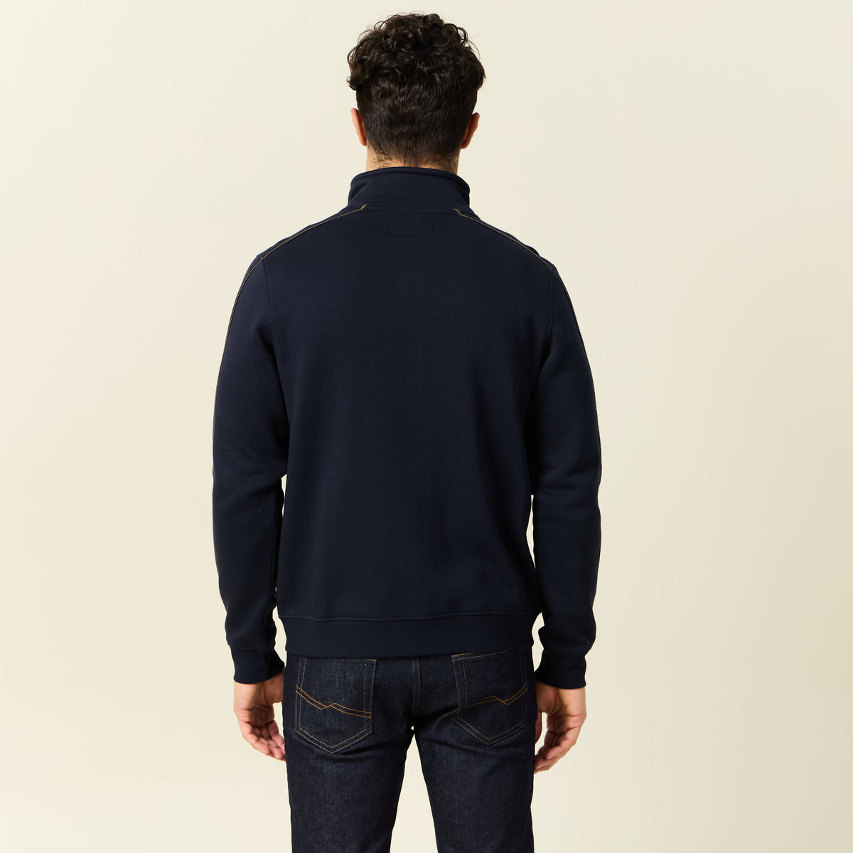 Gilet manches longues zippé bleu marine homme