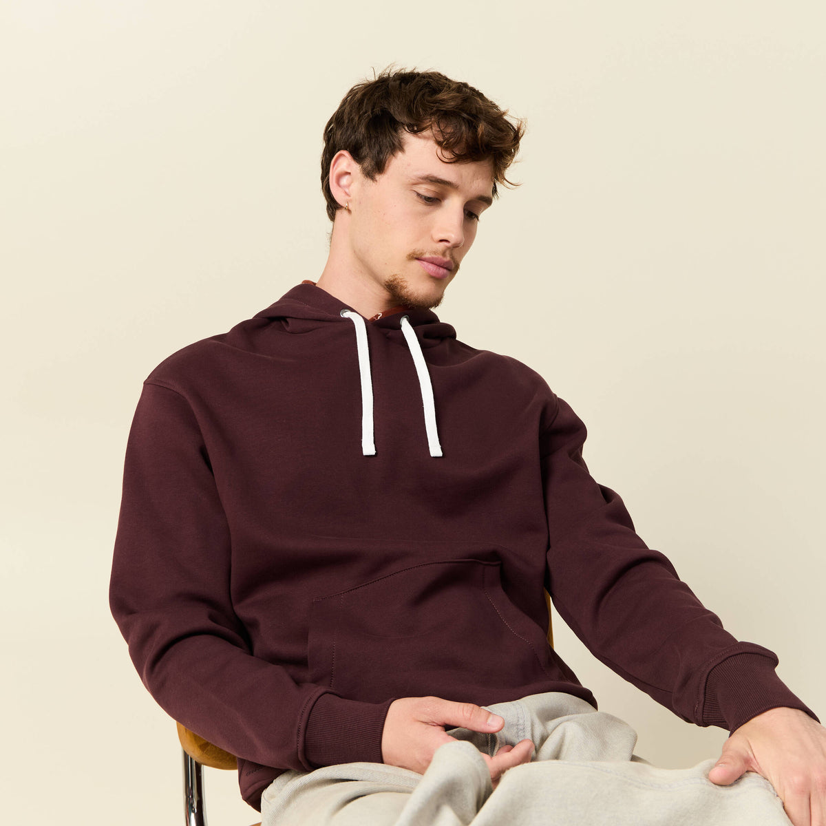 Sweat à capuche bordeaux homme