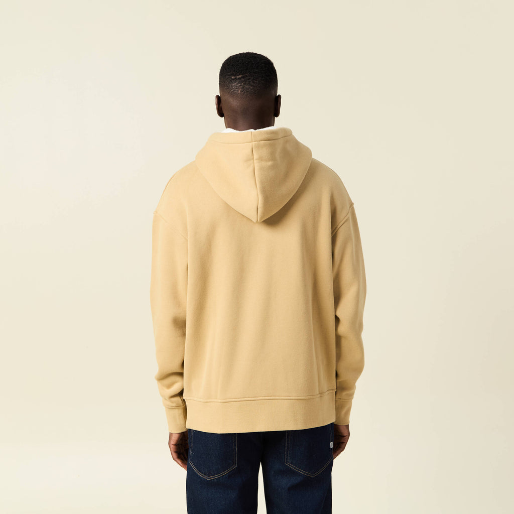 Sweat à capuche doublée beige homme