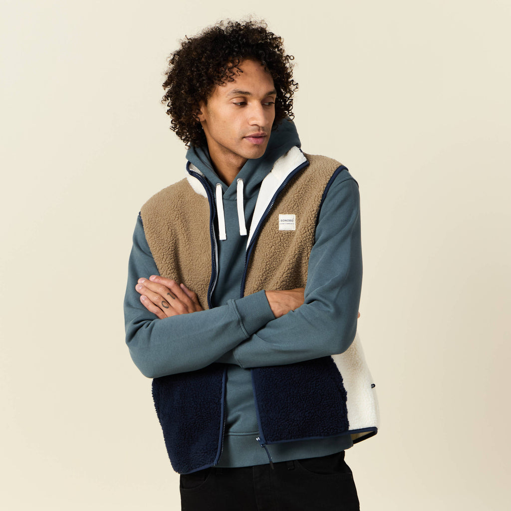 Gilet sans manches zippé marron homme