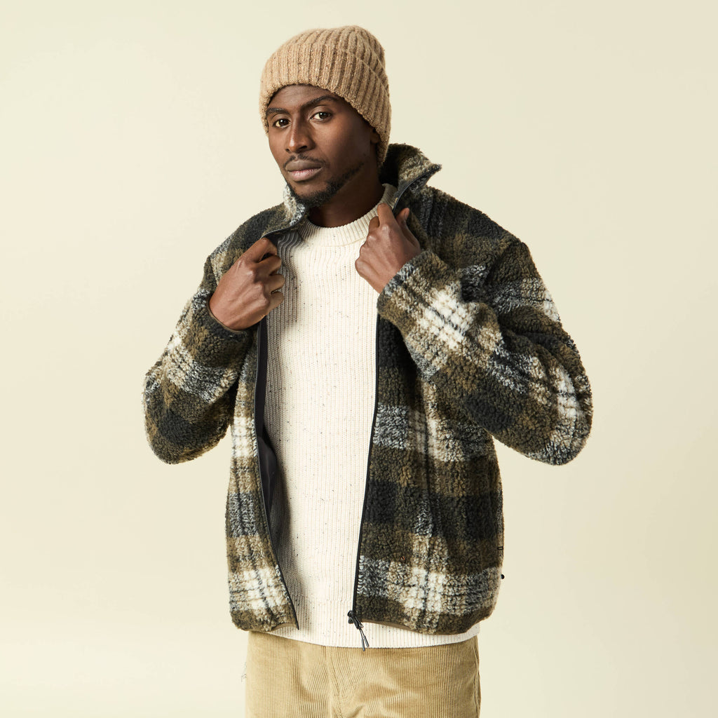 Gilet manches longues zippé sherpa taupe homme