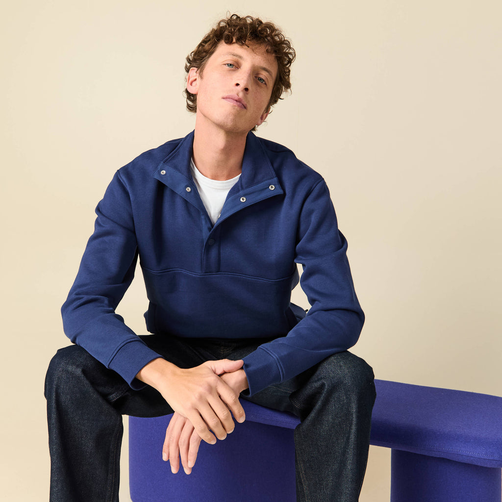 Sweat manches longues bleu foncé homme