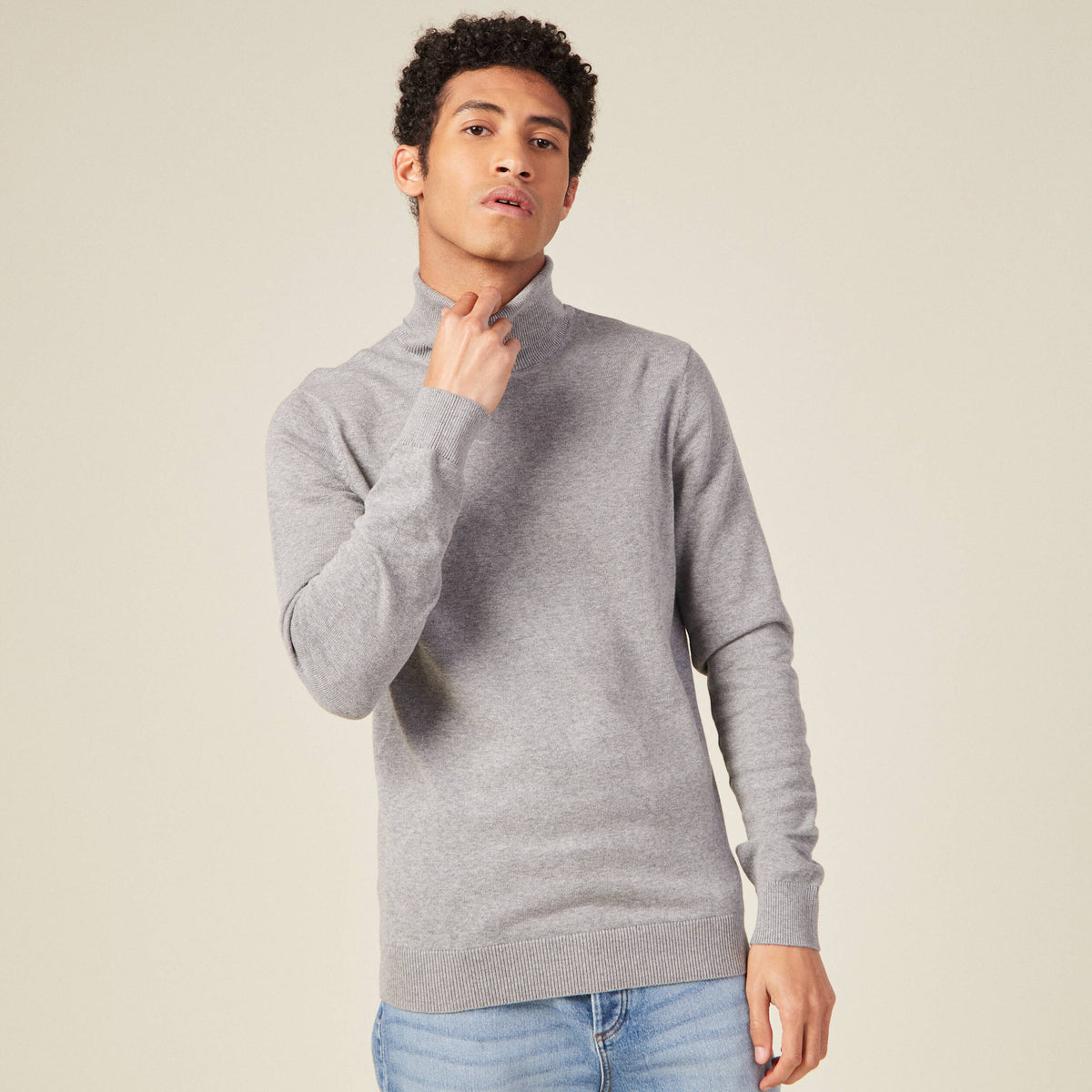 Pull manches longues gris foncé homme