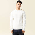 Pull manches longues col rond ecru homme