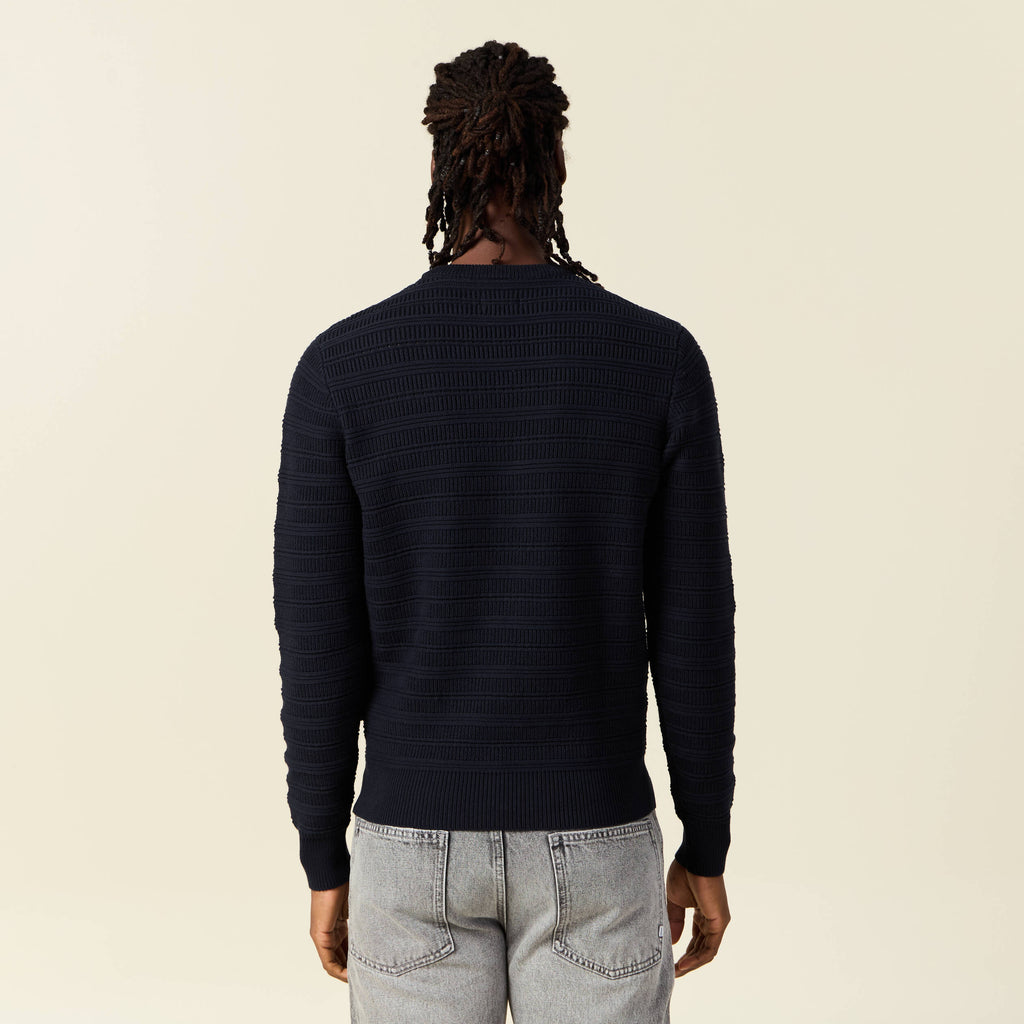 Pull manches longues bleu marine homme