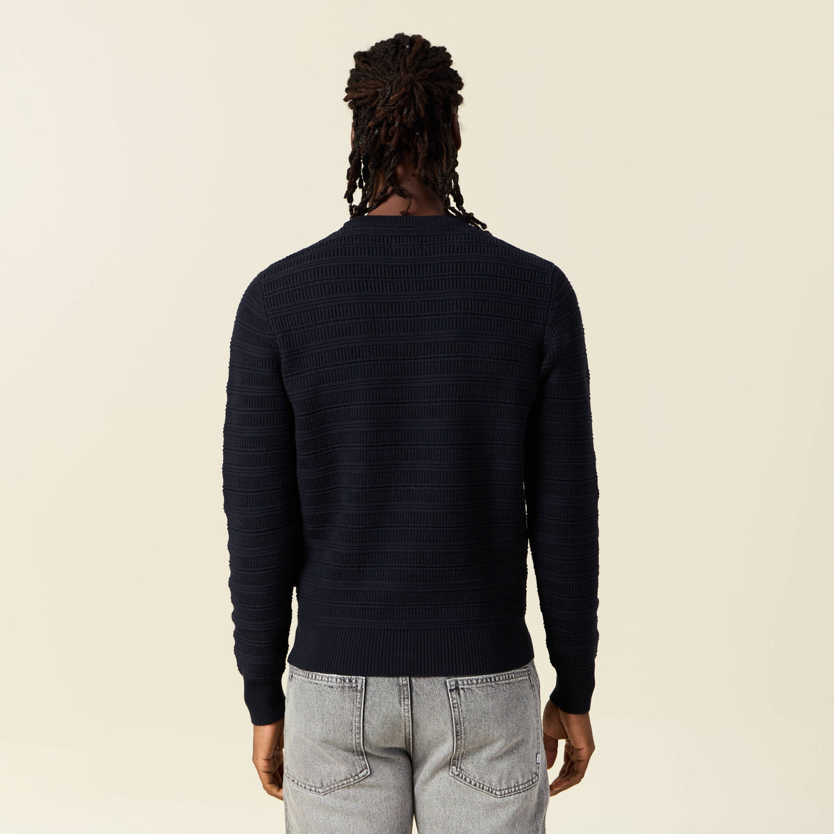Pull manches longues bleu marine homme