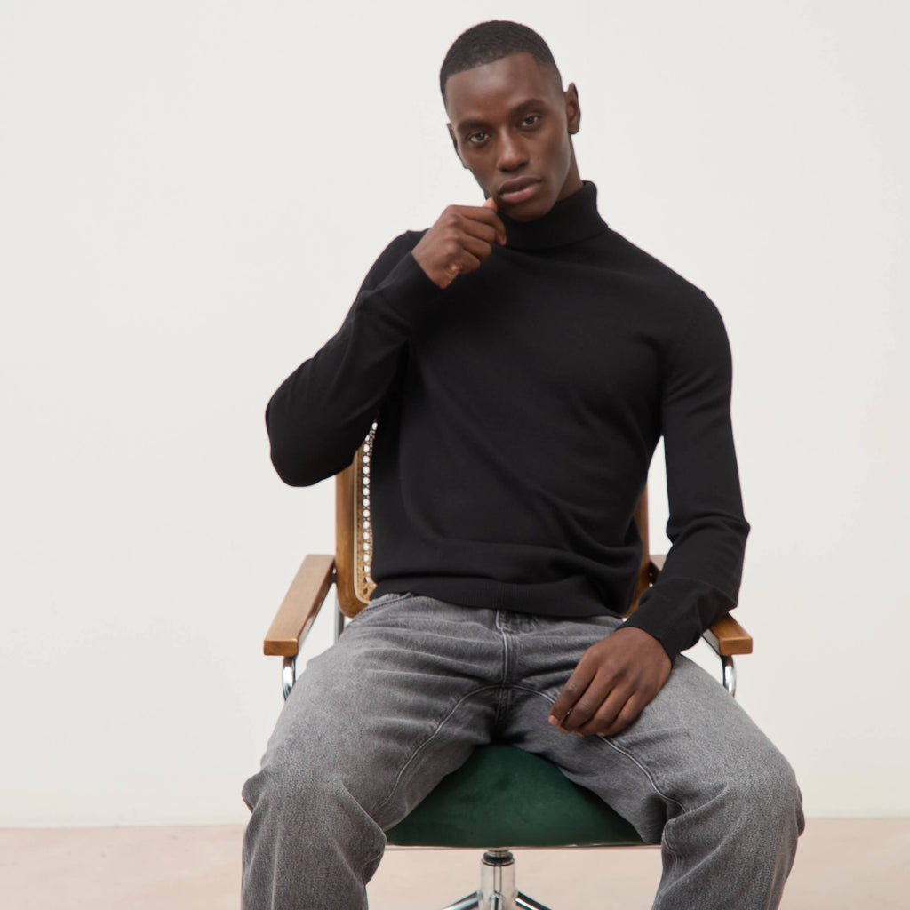 Pull manches longues noir homme