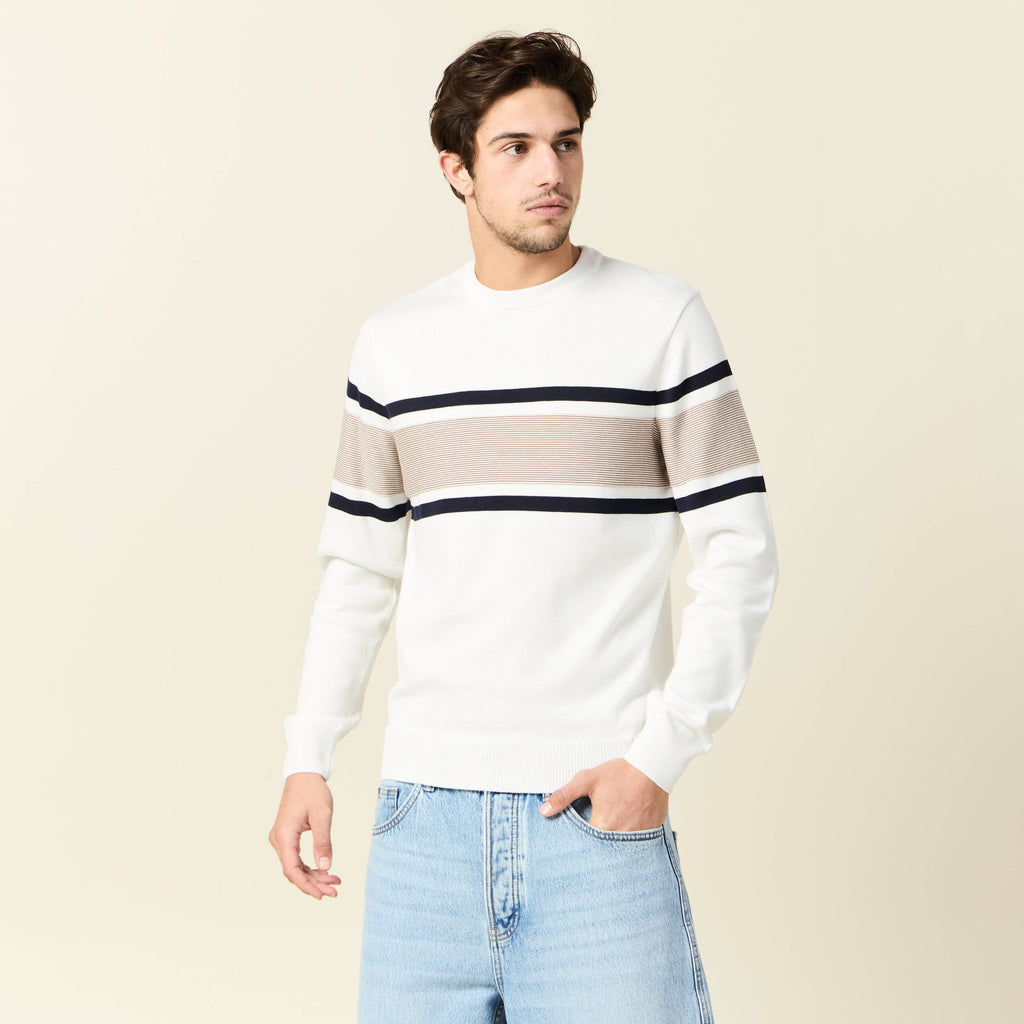 Pull manches longues ecru homme