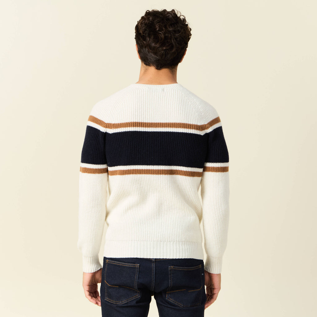 Pull manches longues fabriqué en France ecru homme
