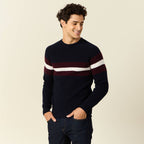 Pull manches longues fabriqué en France bleu marine homme