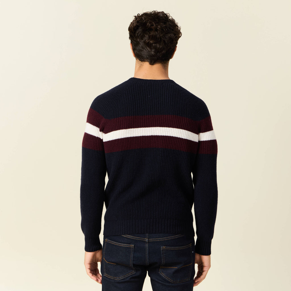 Pull manches longues fabriqué en France bleu marine homme
