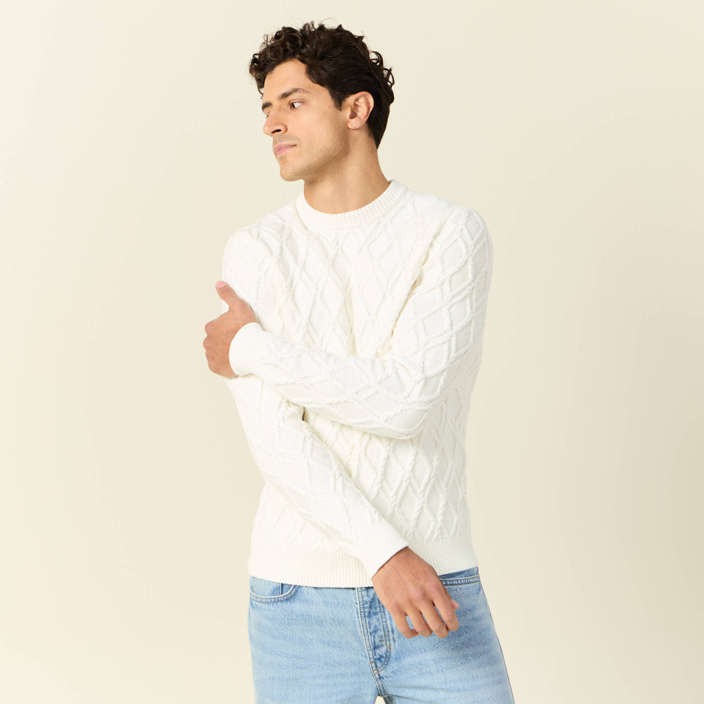 Pull manches longues blanc homme