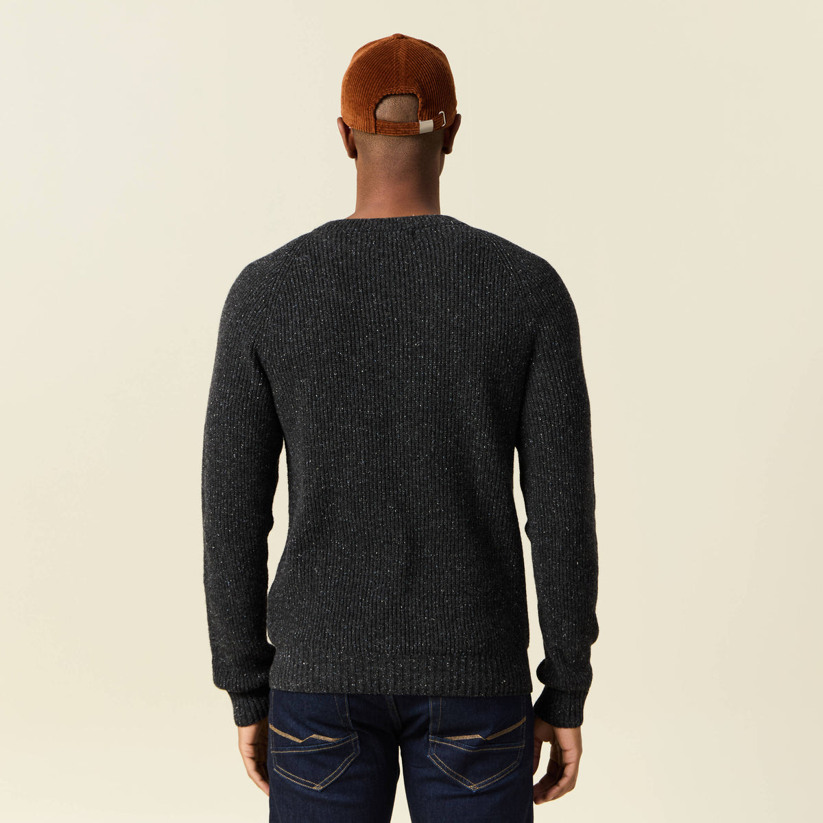 Pull manches longues fabriqué en France gris foncé homme